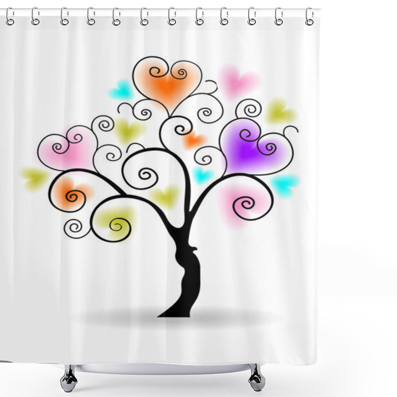 Personality  Vector Illustration Of A Love Tree On Isolated White Background. Shower Curtains