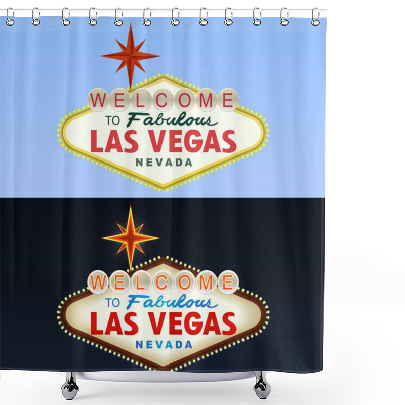 Personality  Las Vegas Sign. Day And Night. Vector Shower Curtains