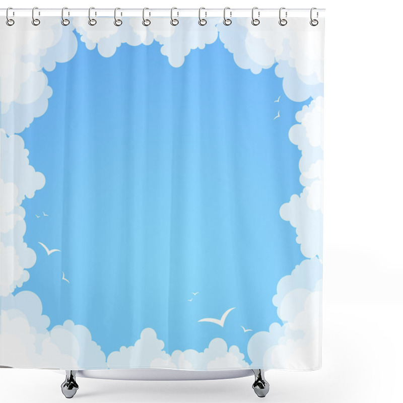 Personality  Frame Made Of Clouds. Abstract Background. Summer Theme Shower Curtains