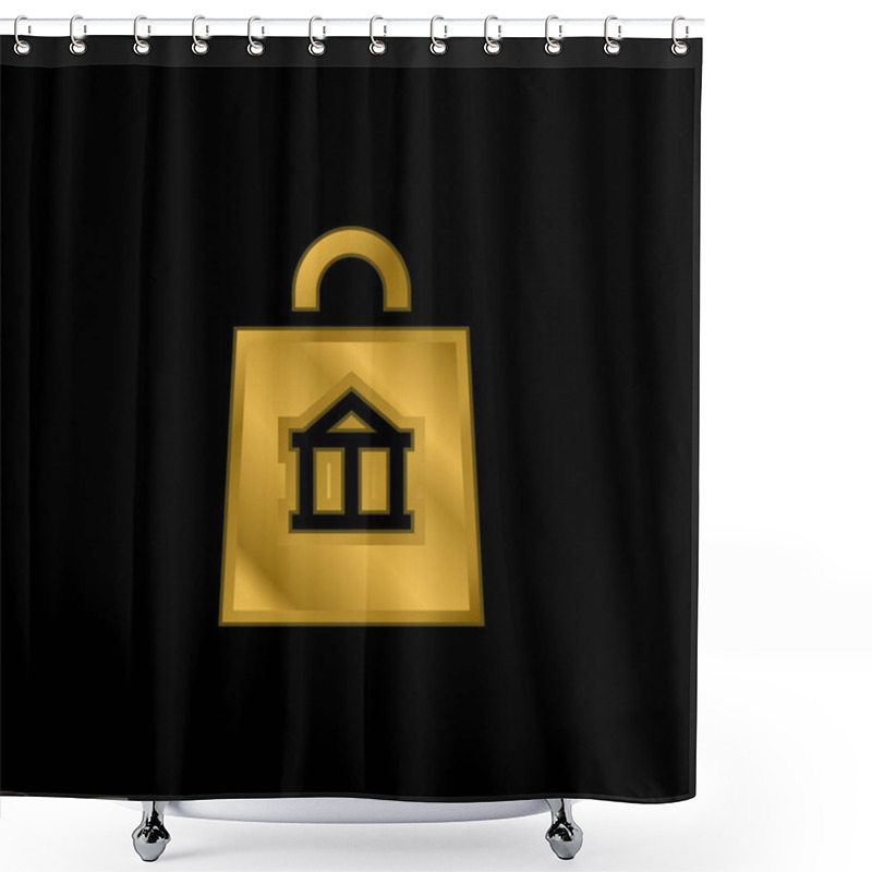 Personality  Bag Gold Plated Metalic Icon Or Logo Vector Shower Curtains