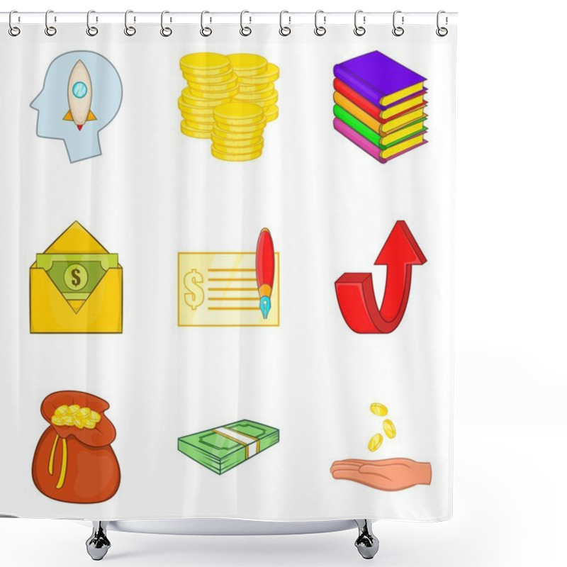 Personality  Bribe Icons Set, Cartoon Style Shower Curtains