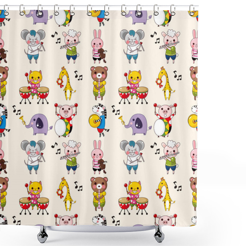 Personality  Seamless Animal Music Pattern Shower Curtains