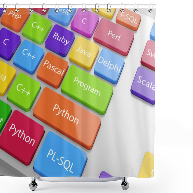 Personality  Machine Code Languages Button On The Keyboard Shower Curtains