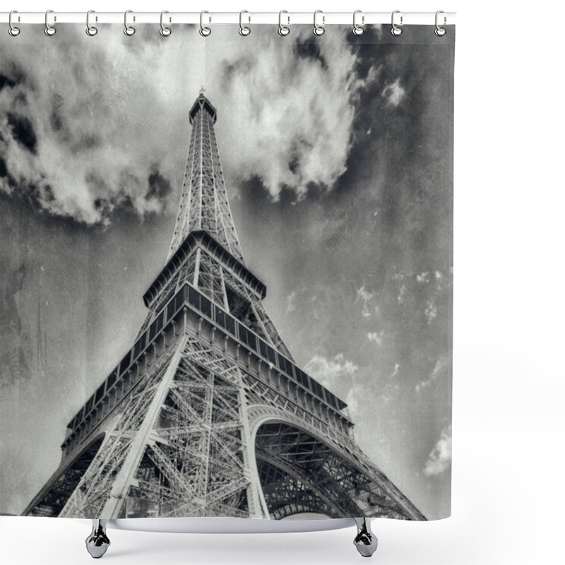 Personality  Upward View Of Eiffel Tower On A Beautiful Sunny Winter Day - Paris - France. Shower Curtains