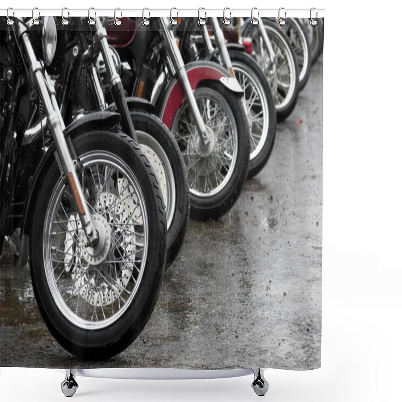 Personality  Row Of Motorcycles Shower Curtains