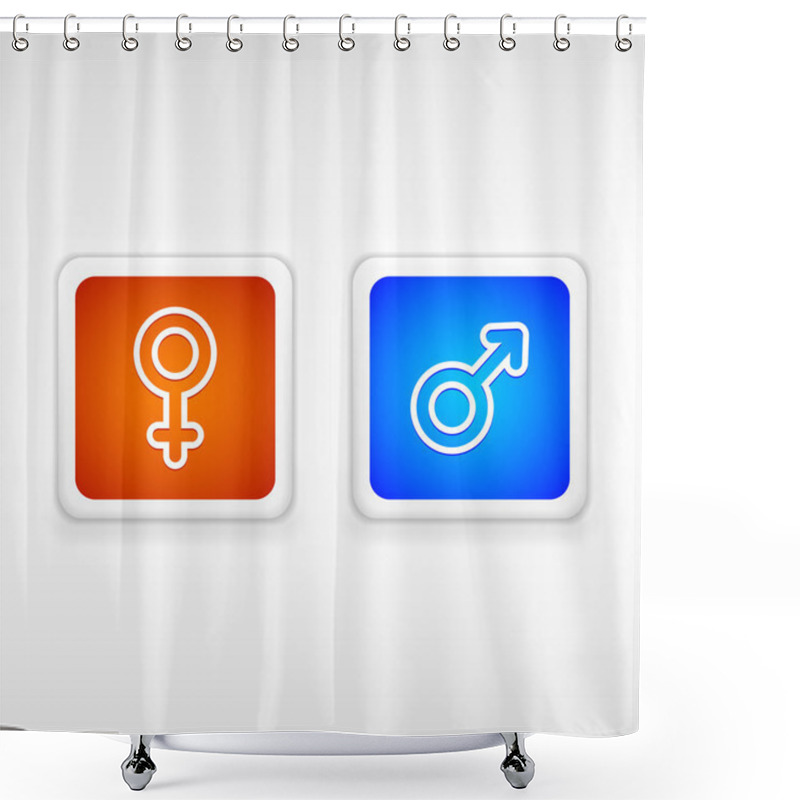 Personality  Male, Female Square Buttons, Vector Shower Curtains