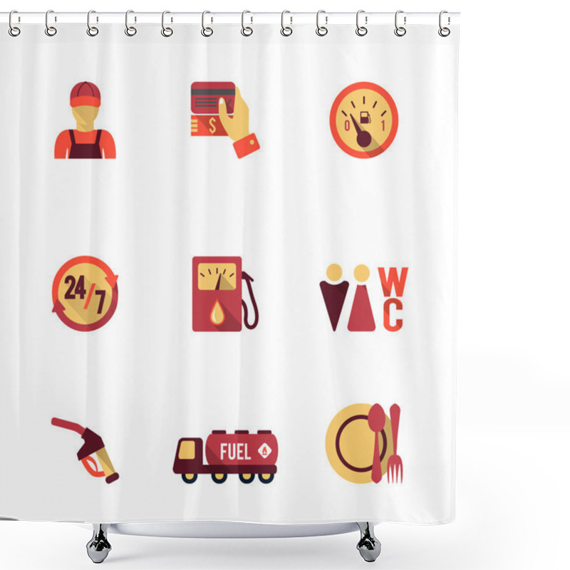 Personality  Fuel Pump Icons Set Shower Curtains