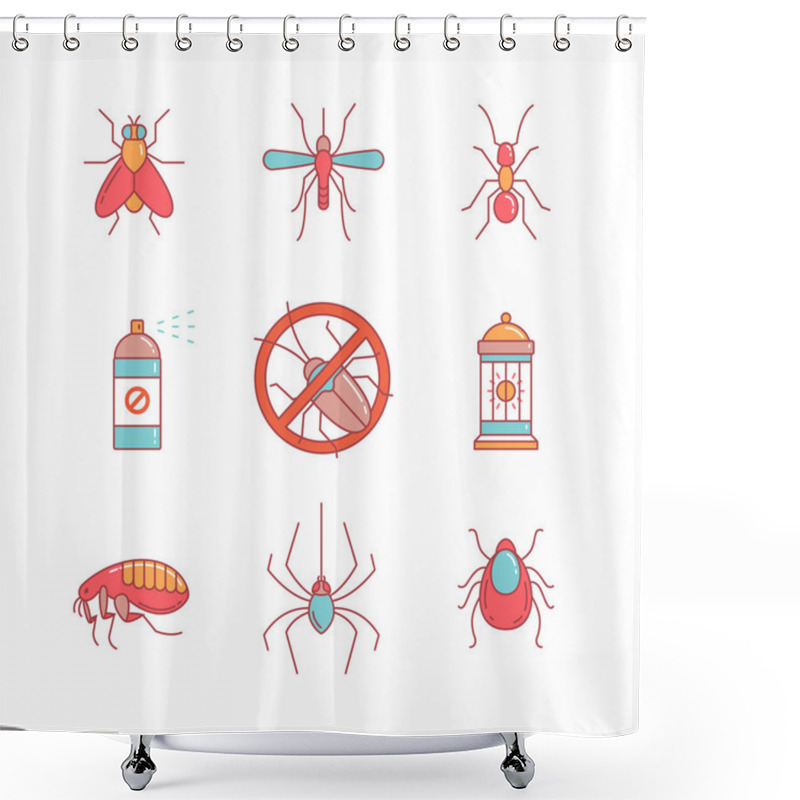 Personality  Insects Control, Anti Pest Emblem, Insecticide Shower Curtains