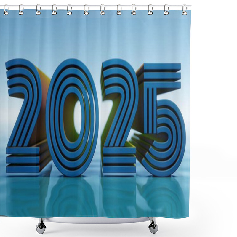 Personality  2025 Floating Typography With Water Reflection And Blue Sky Shower Curtains