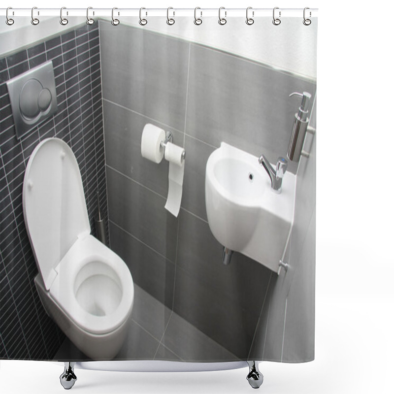 Personality  Toilet In Shades Of Grey Shower Curtains