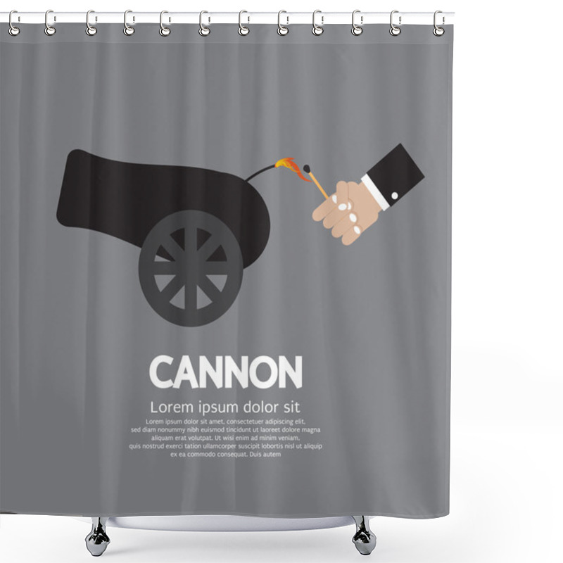 Personality  Hand With Match Fire Cannon Vector Illustration Shower Curtains