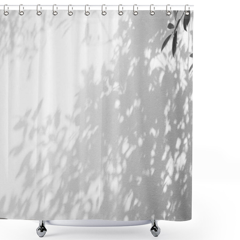 Personality  Abstract Background Of Shadows Leaf On A White Wall. Shower Curtains