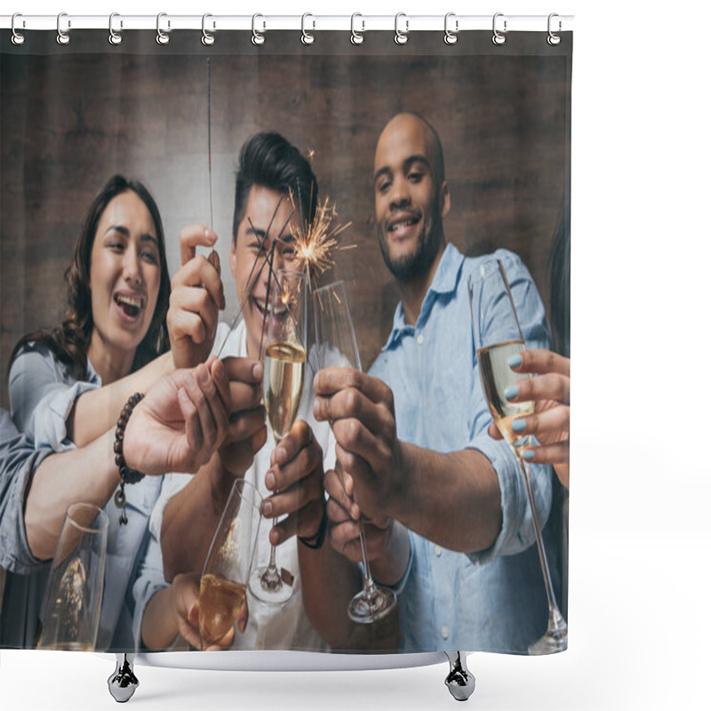 Personality  Young People Celebrating With Champagne  Shower Curtains