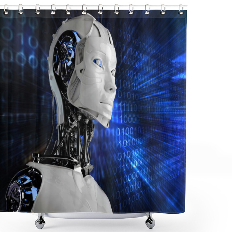 Personality  Computer Robot Background Shower Curtains