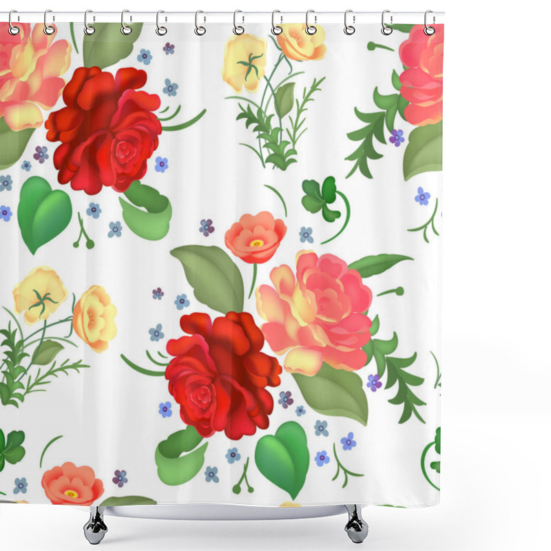 Personality  Seamless Rose Pattern. Vector Illustration Shower Curtains