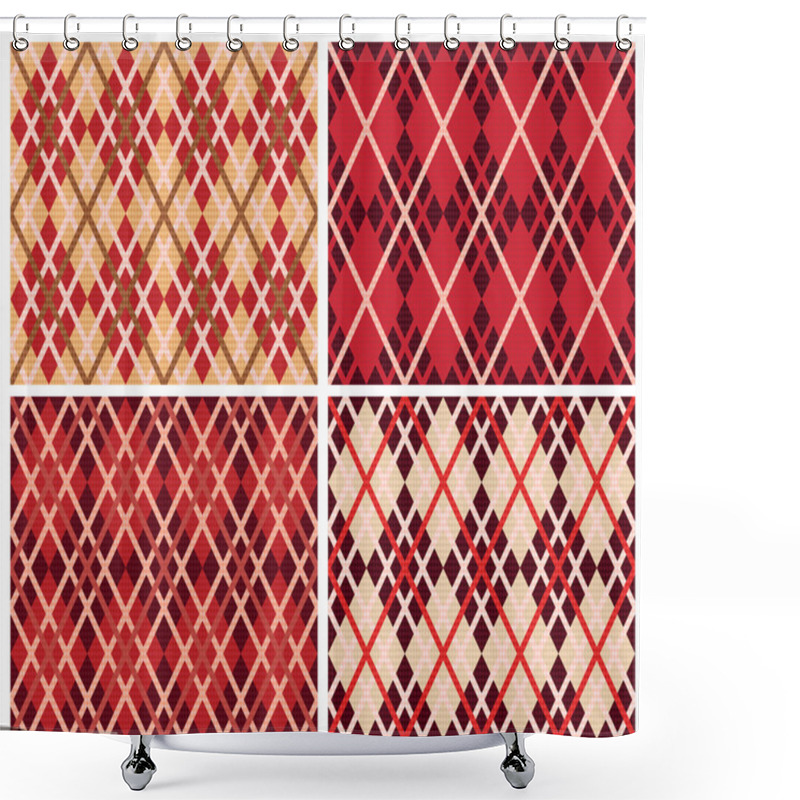 Personality  Four Rhombic Seamless Patterns In Red Hues Shower Curtains