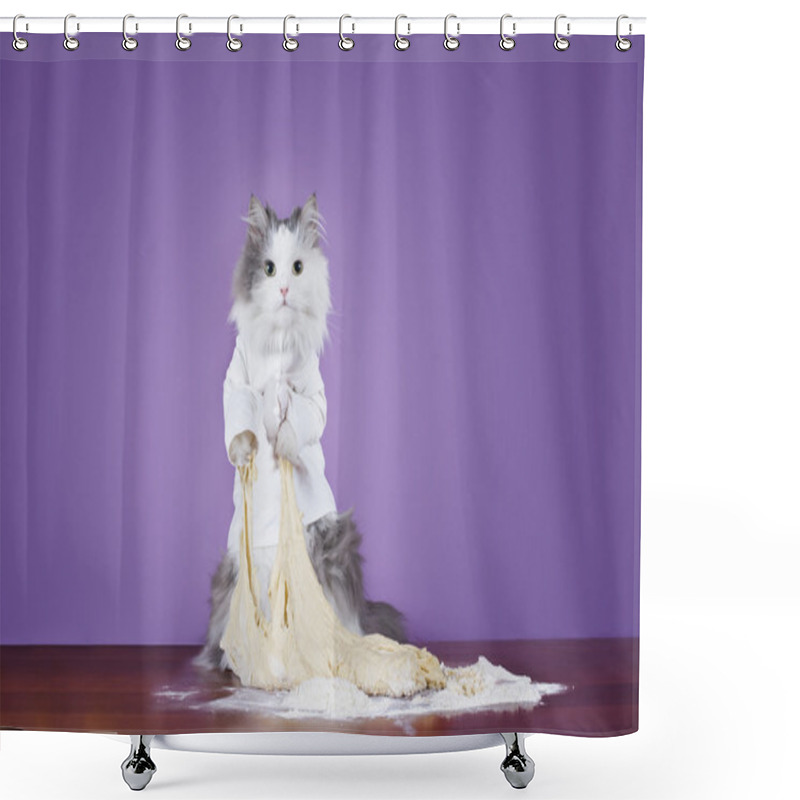 Personality  Cat Kneads Dough In A Suit Chef Shower Curtains