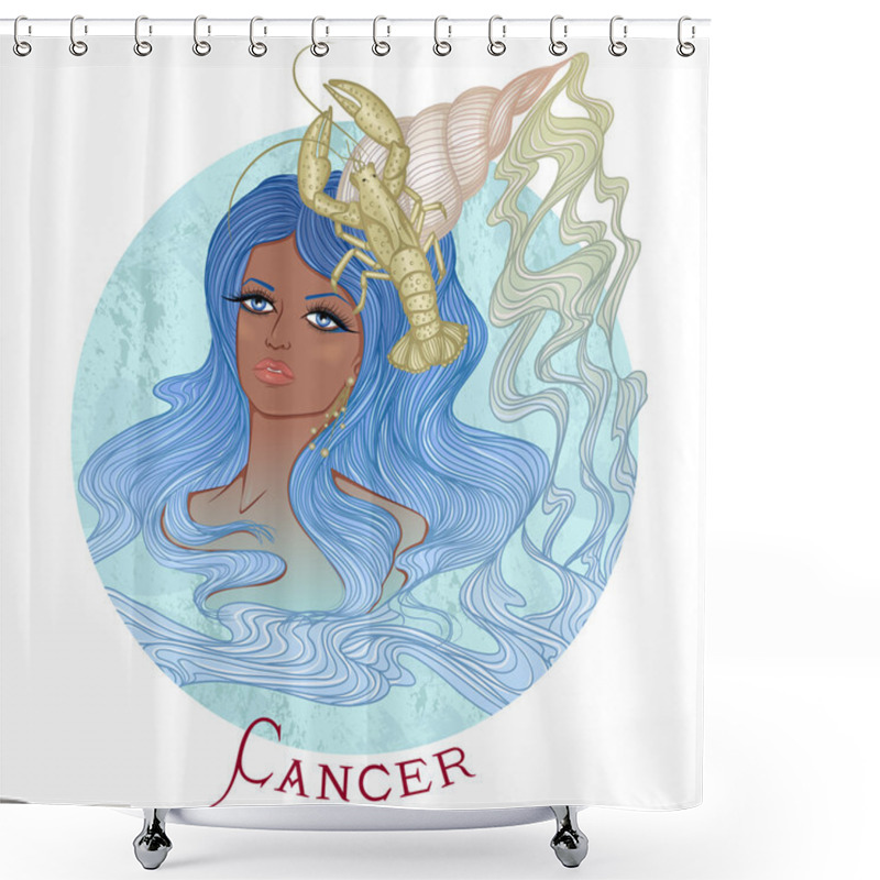 Personality  Astrological Sign Of Cancer As A Beautiful African American Girl Shower Curtains