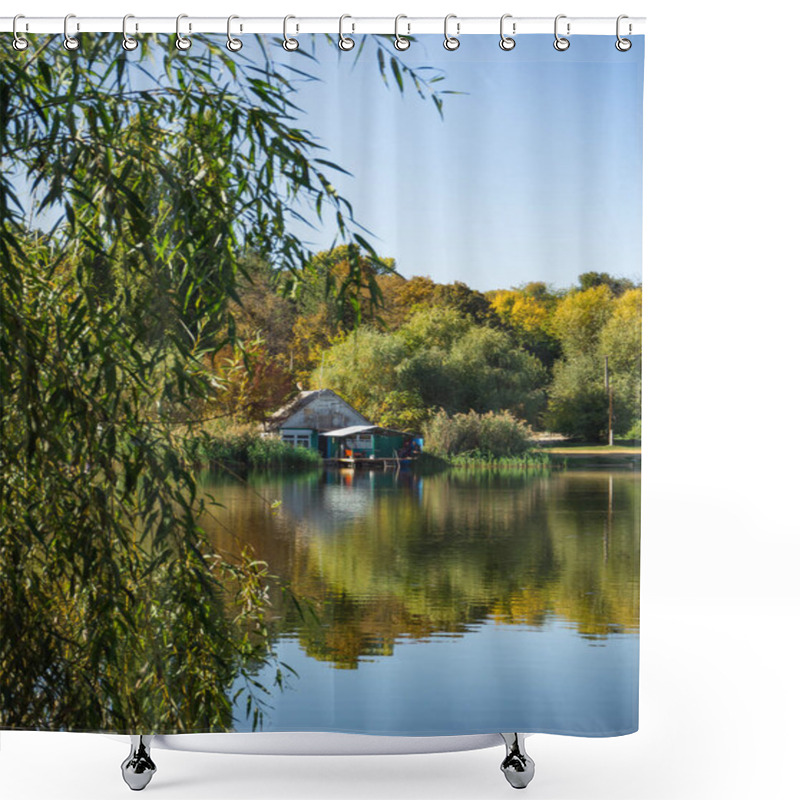 Personality  Beautiful Landscape With A Small Lake House. Shower Curtains