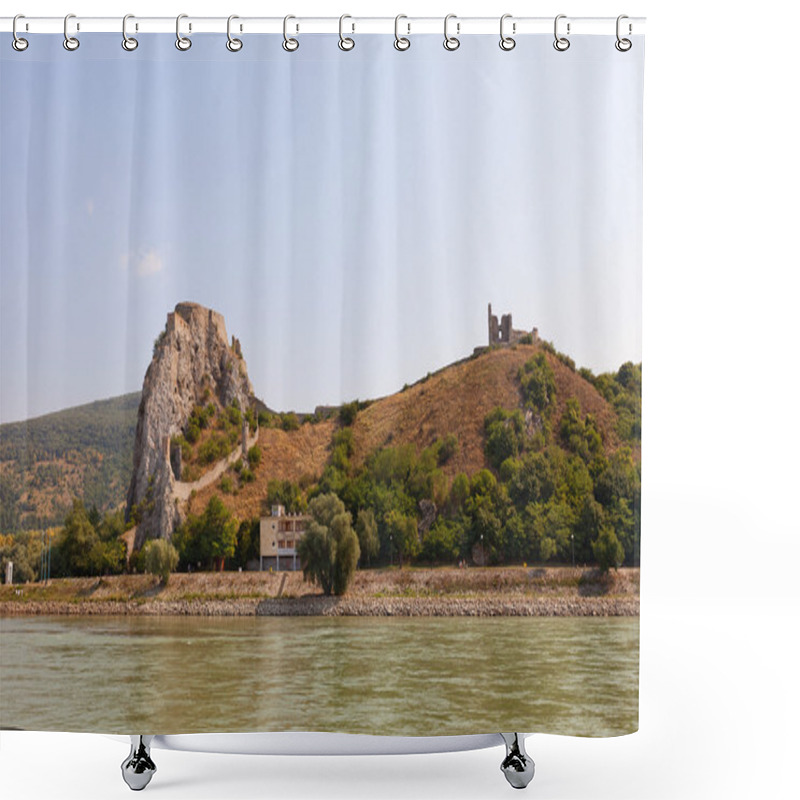 Personality  View Of Devin Castle From Danube River In Slovakia Shower Curtains