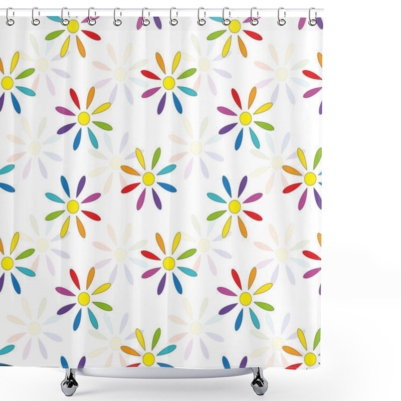 Personality  Bright Seamless Pattern Of Rainbow Flowers. Vector Eps 10. Shower Curtains