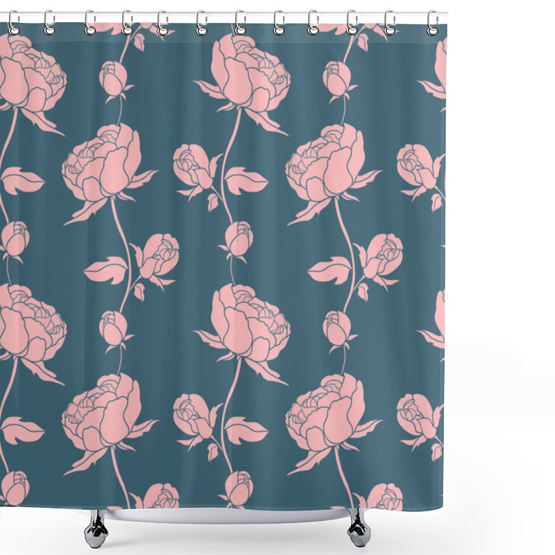 Personality  Seamless Floral Pattern With Peonies Shower Curtains