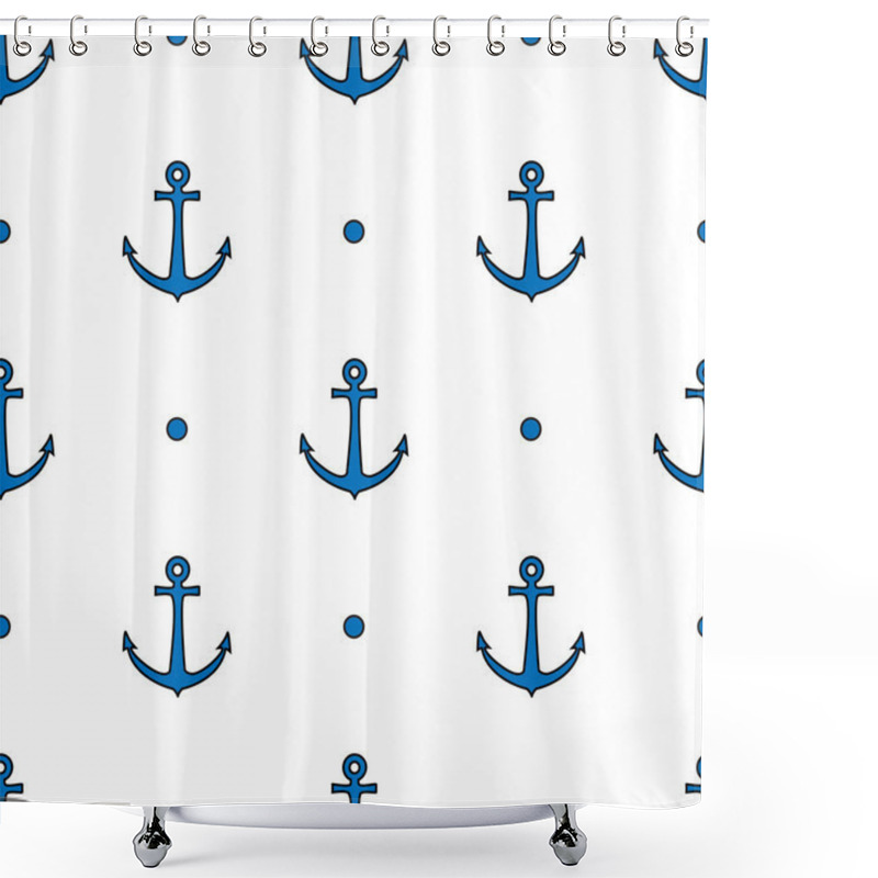 Personality  Seamless Vector Pattern With Anchors And Dots Shower Curtains