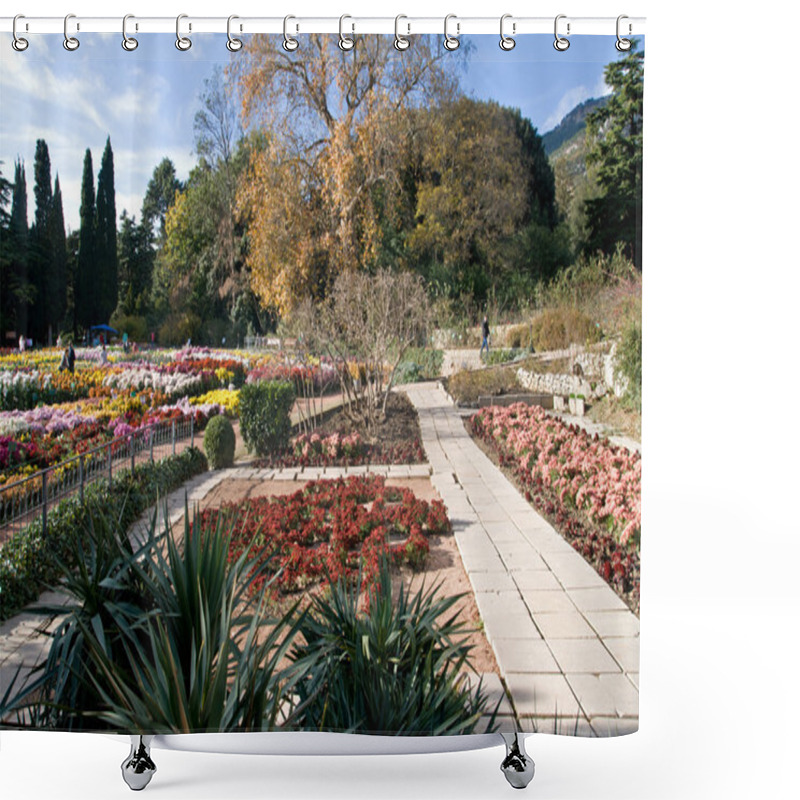 Personality  Nikita Botanical Garden, Yalta, Crimea. Ball Of Chrysanthemums Shower Curtains