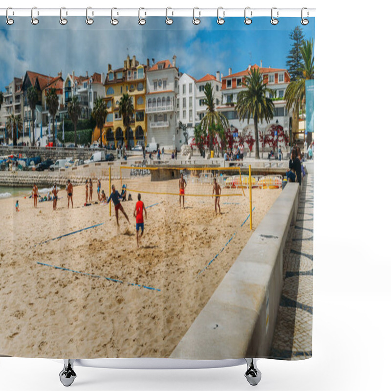 Personality  Men Play Variation Between Beach Volley And Beach Football Known As Futevolei On A Beach In Cascais, Portugal. This Sport Was Invented In Ipanema, Rio De Janeiro Shower Curtains