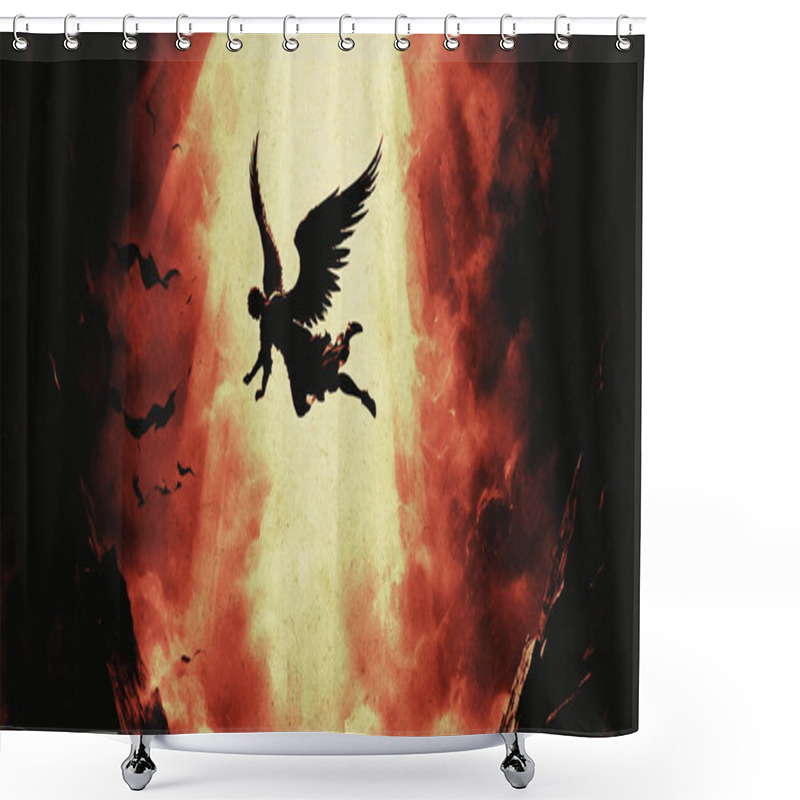 Personality  Angel Lucifer Falls From Heaven To Earth Shower Curtains