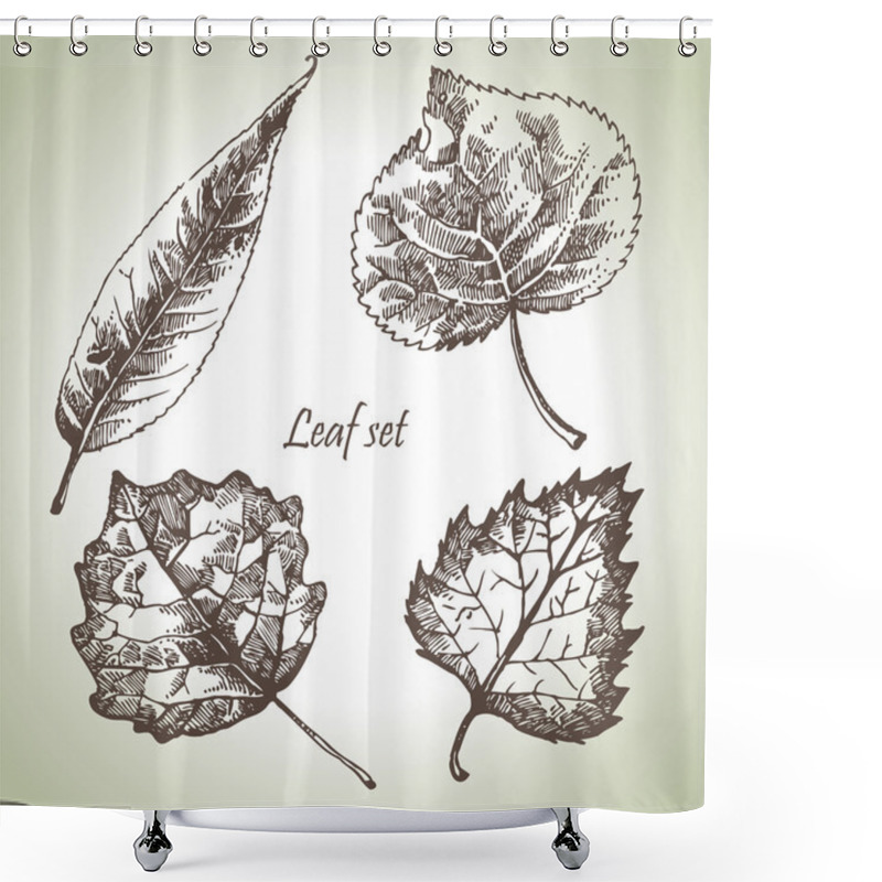 Personality  Hand Drawn Leaf Set Shower Curtains