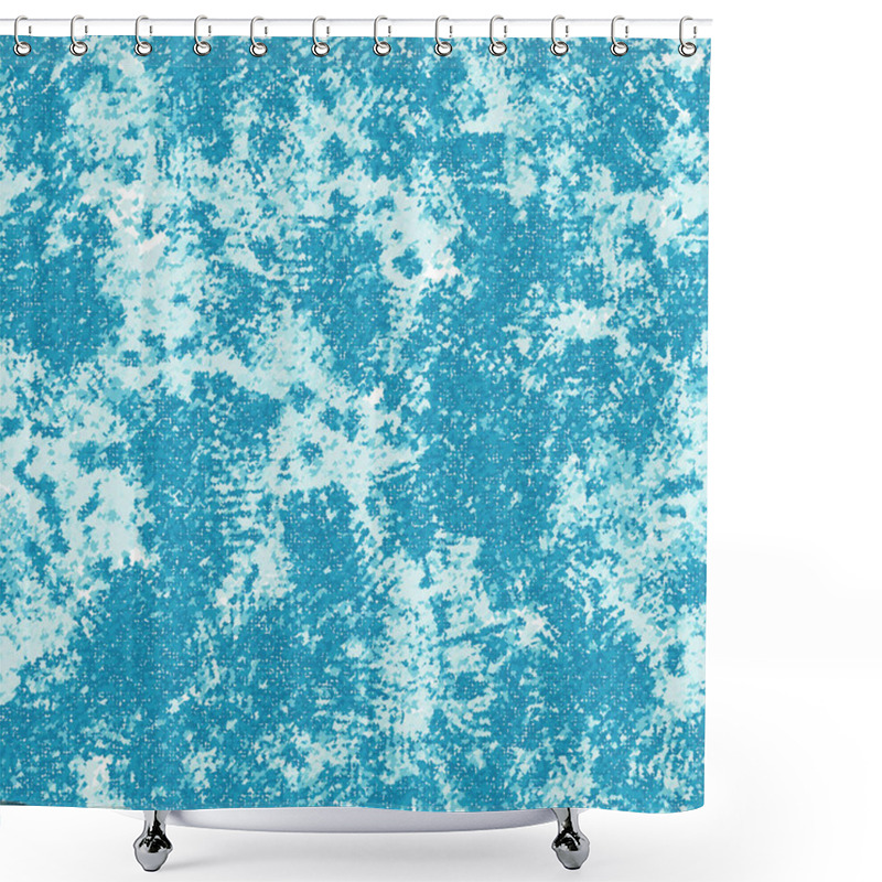 Personality  Noisy Brushed Faded Mottled Cyan Seamless Pattern Shower Curtains