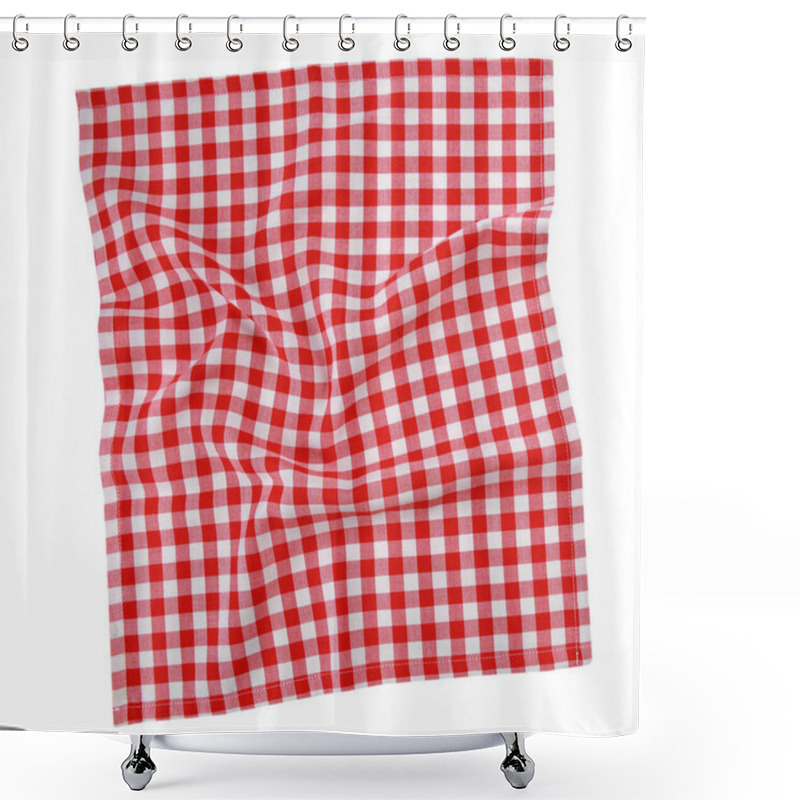 Personality  Red Checkered Square Towel Top View.Picnic Blanket.Dish Cloth,traditional Dishtowel Isolated. Shower Curtains