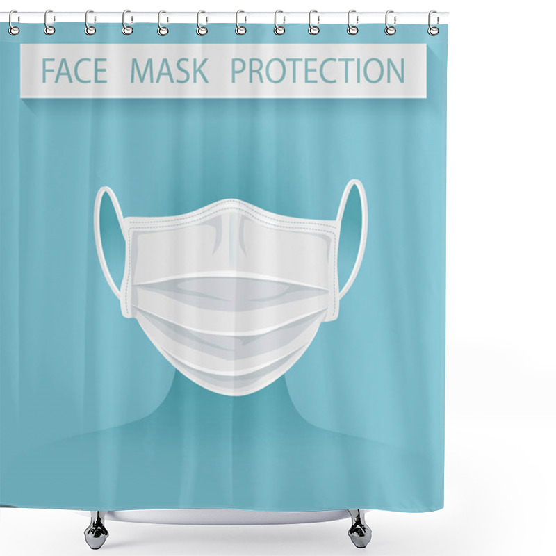 Personality  Protection Medical Face Mask Isolate With  Anti Virus Element Prevention Concept Shower Curtains