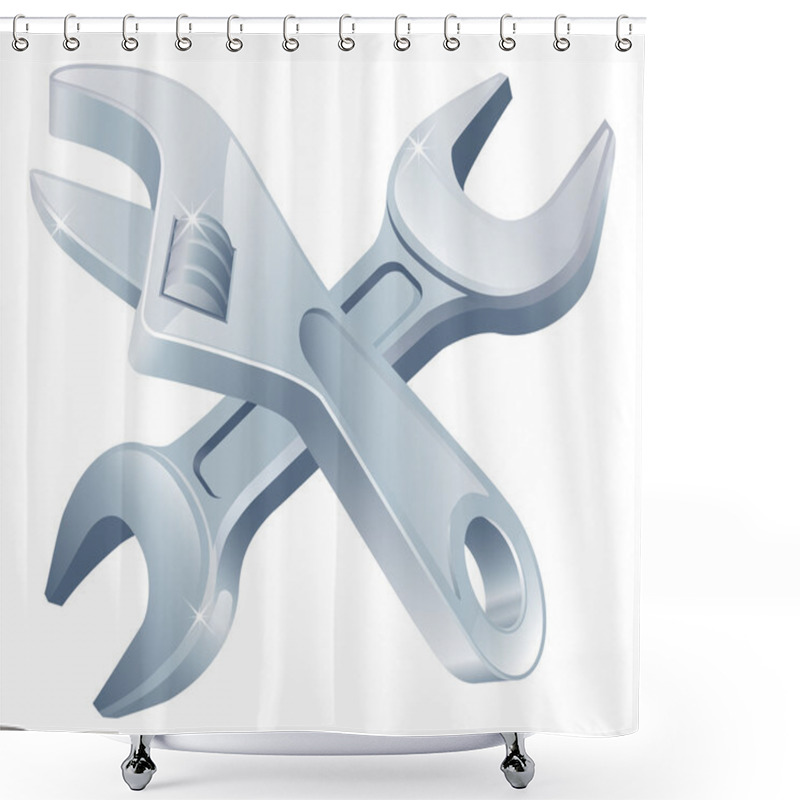 Personality  Crossed Spanners Tools Shower Curtains