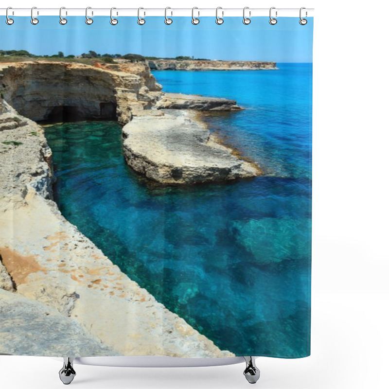 Personality  Grotta Del Canale, Sant'Andrea, Salento Sea Coast, Italy Shower Curtains