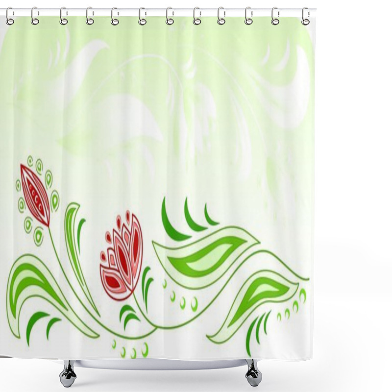 Personality  Floral Horizontal Green Frame Shower Curtains