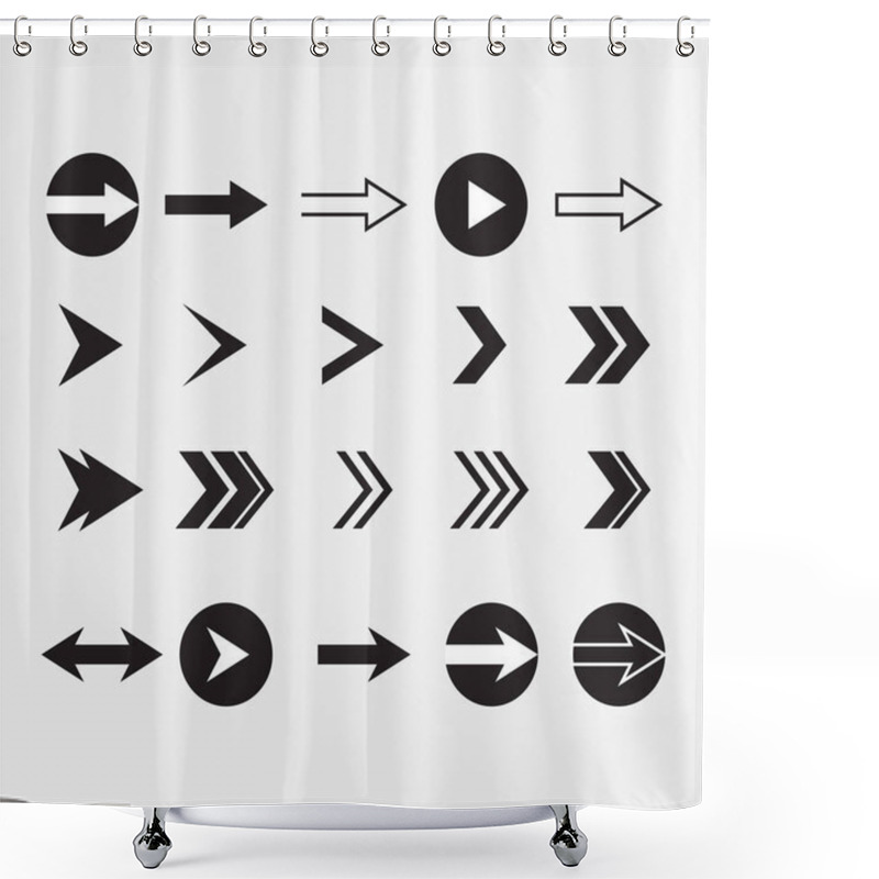 Personality  Simple Navigation Arrows Vector Icon Collection Shower Curtains