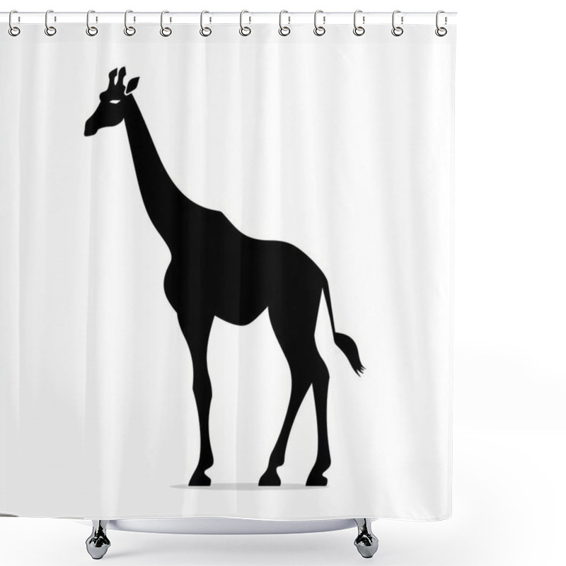 Personality  Silhouette Of A Majestic Giraffe Standing Gracefully Against A White Background. Shower Curtains