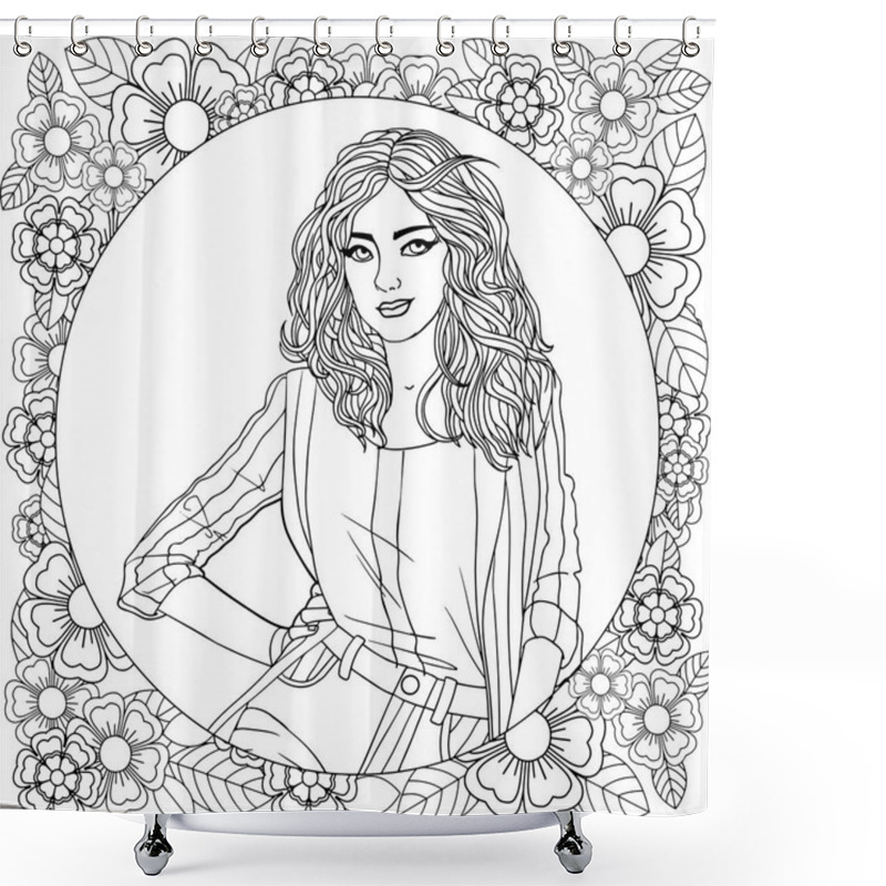 Personality  Beautiful Woman On A Mandala Background. Shower Curtains