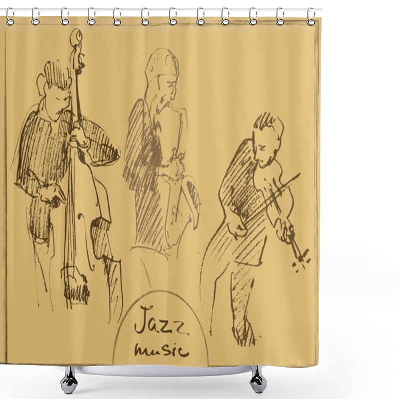 Personality  Sets Of The Sketched Musicians. Hand-drawn Illustration Shower Curtains