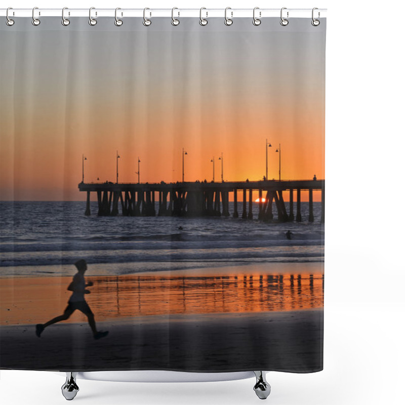 Personality  Sunset At Venice Beach, Southern California, USA Shower Curtains