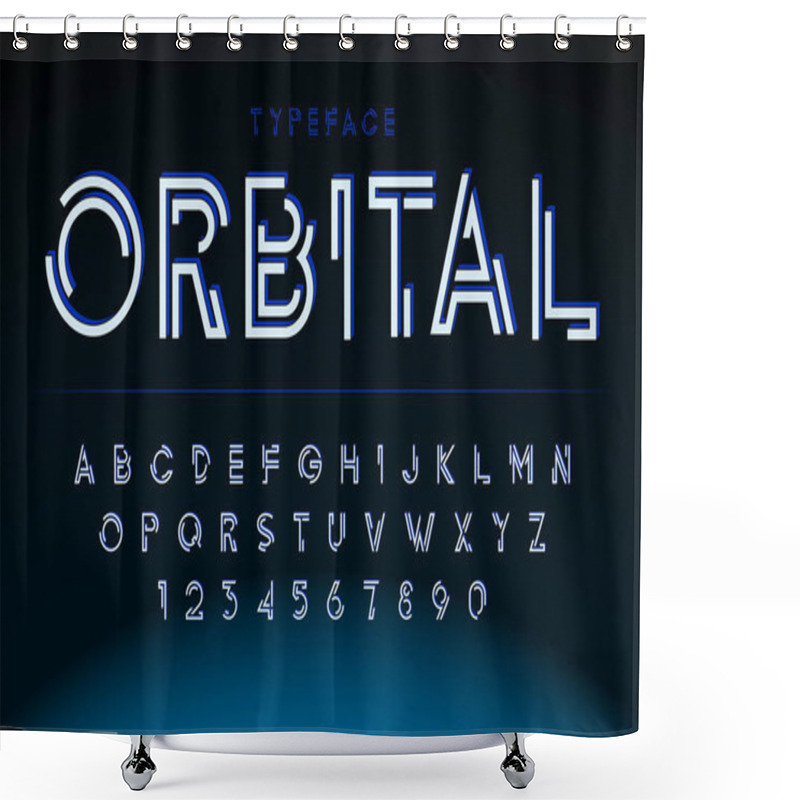 Personality  Futuristic Display Font Design, Alphabet, Character Set Shower Curtains