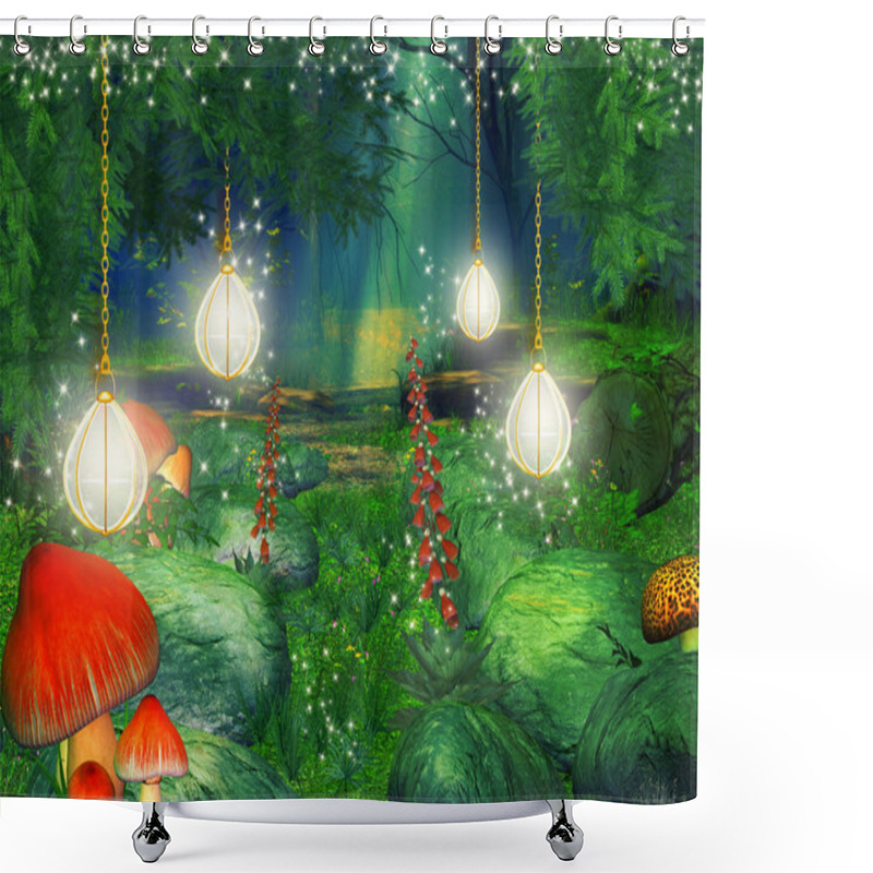 Personality  Fantasy Forest Illustration Shower Curtains