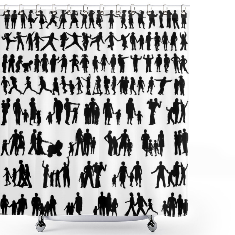 Personality  Collection Of Family Silhouettes Shower Curtains