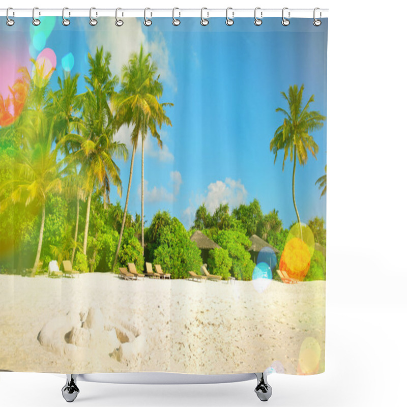 Personality  Tropical Island  With Palm Trees. Shower Curtains