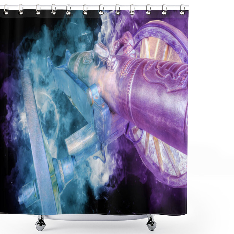 Personality  Ancient Cannon On Wheels Isolated On Illustration Shower Curtains