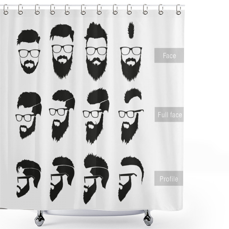 Personality  Hipster Male Face Style Set Shower Curtains