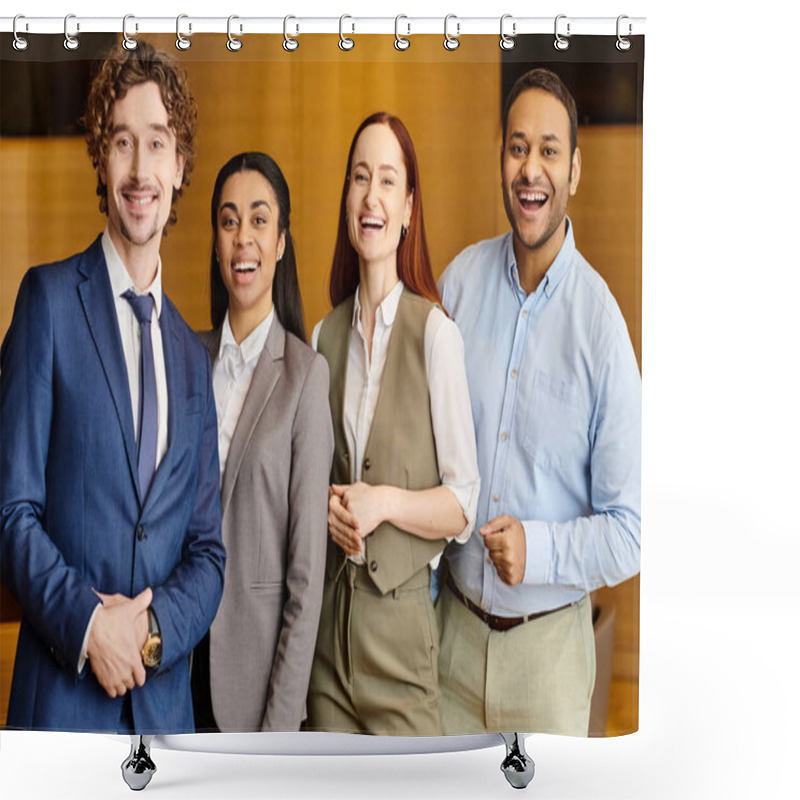 Personality  An Interracial Group Of Business People Standing Together. Shower Curtains