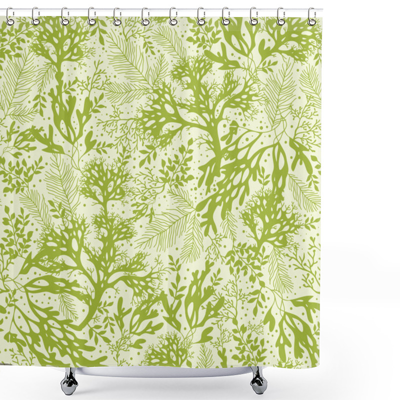 Personality  Green Underwater Seaweed Seamless Pattern Background Shower Curtains